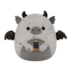 12-Inch Gio the Grey Speckled Gargoyle Holding Black Candle