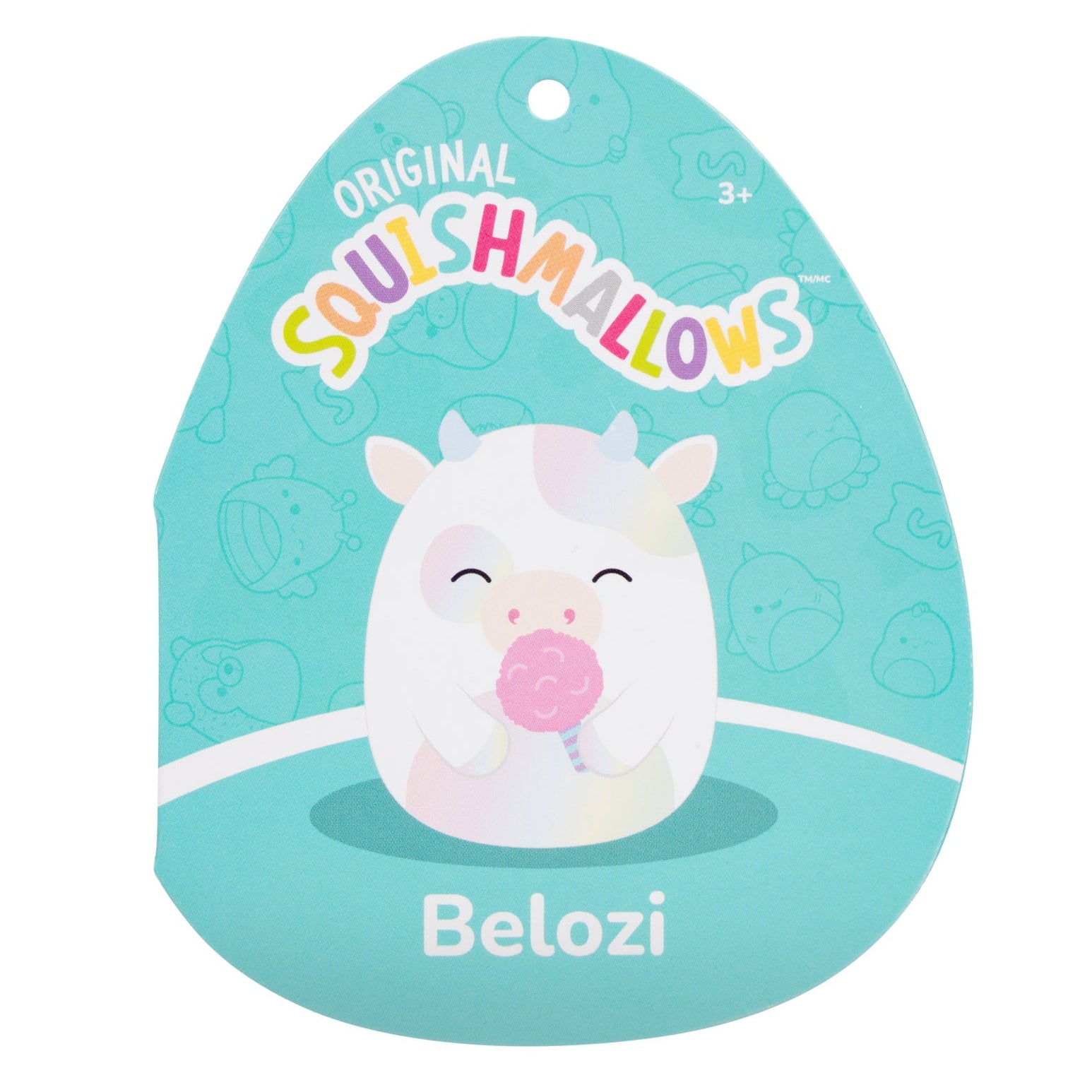5-Inch Belozi the White And Rainbow Tie-Dye Cow Holding Cotton Candy - Image 5