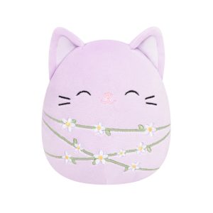 8-Inch Mak the Lavender Cat Wrapped with Flower Stems